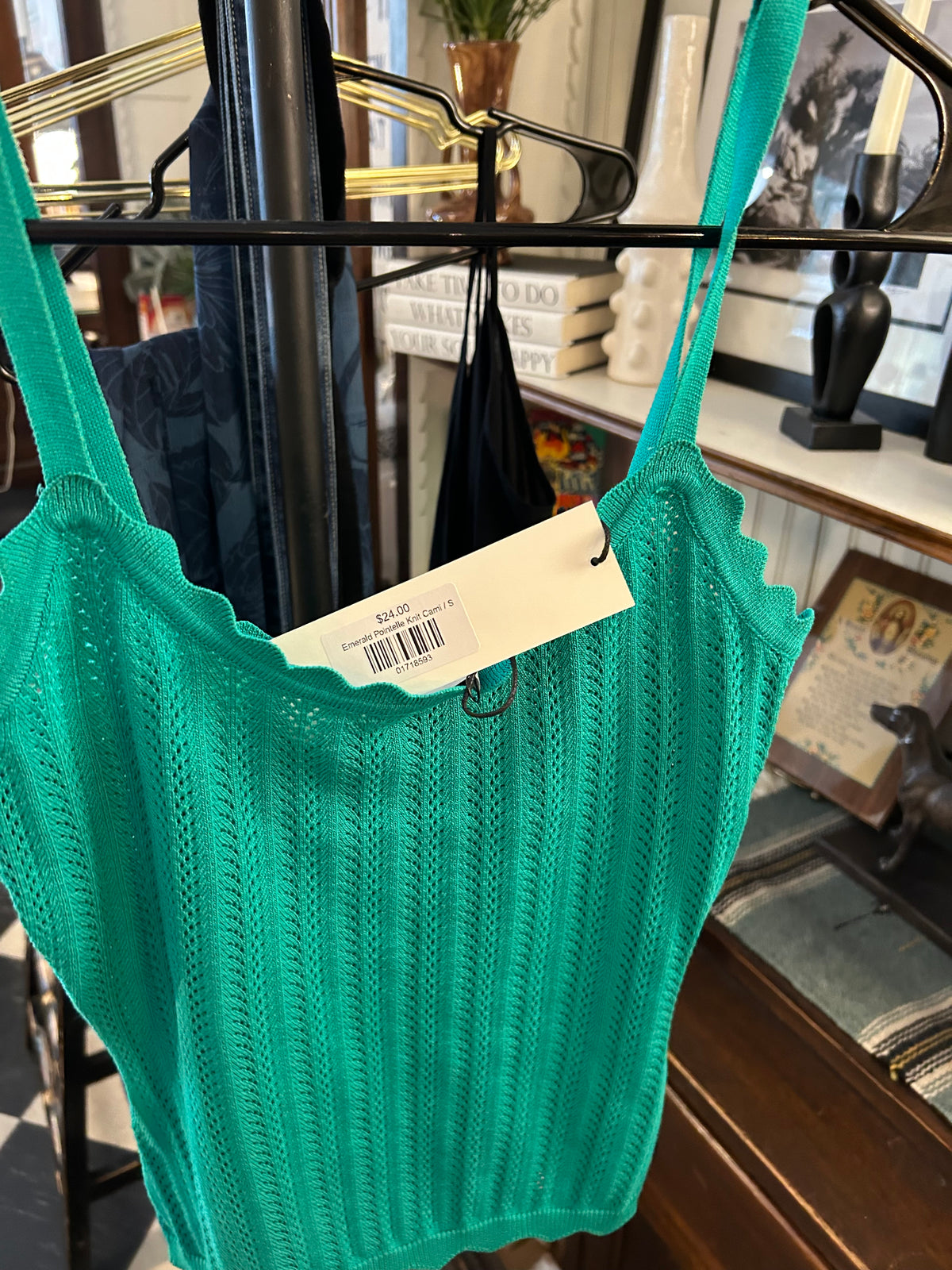 Emerald Pointelle Knit Cami