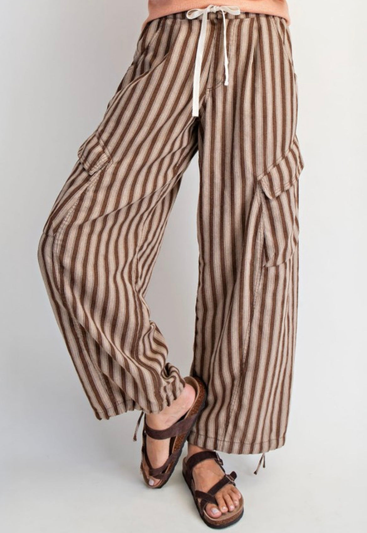 Striped Pants with Tie Waist
