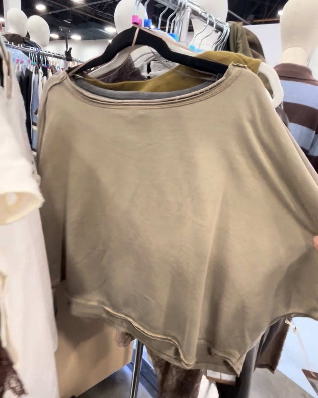 Wide Neck Exposed Seam Sweatshirt