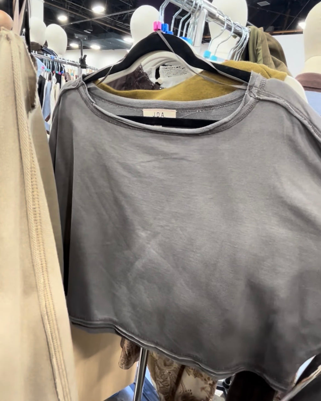 Wide Neck Exposed Seam Sweatshirt