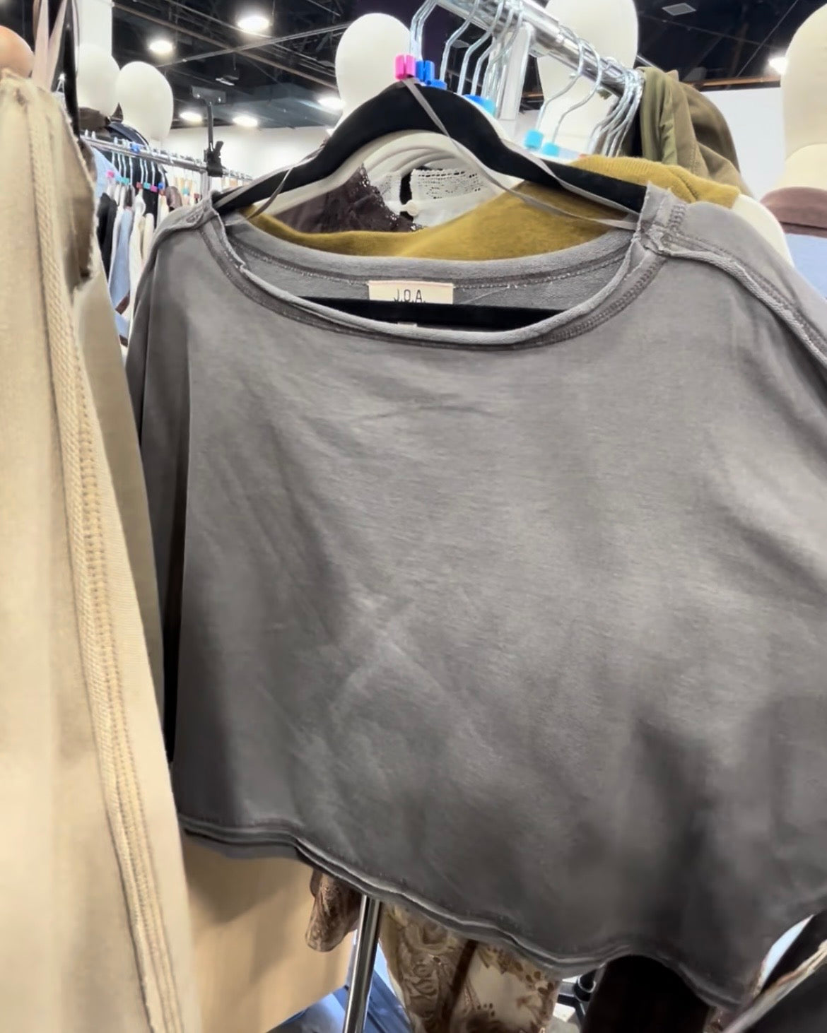 Wide Neck Exposed Seam Sweatshirt