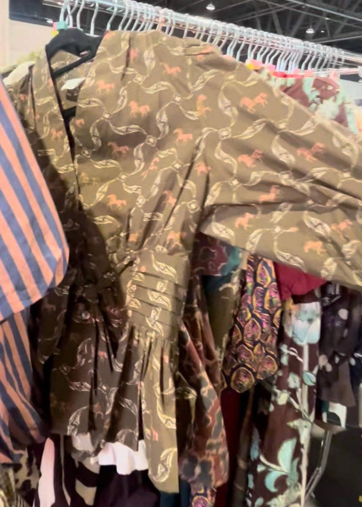 Olive Blouse w Horse Print