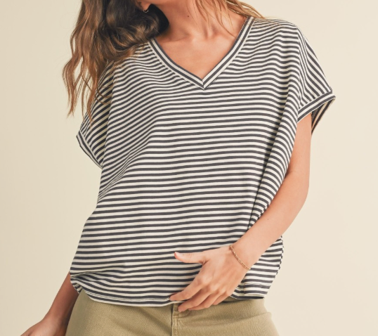 Striped V-Neck Tee