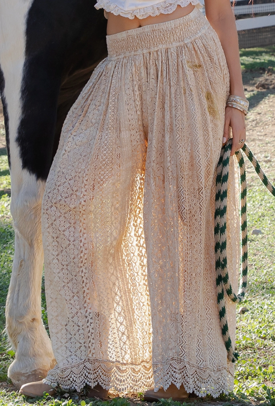 Lacy Cream Boho Pant