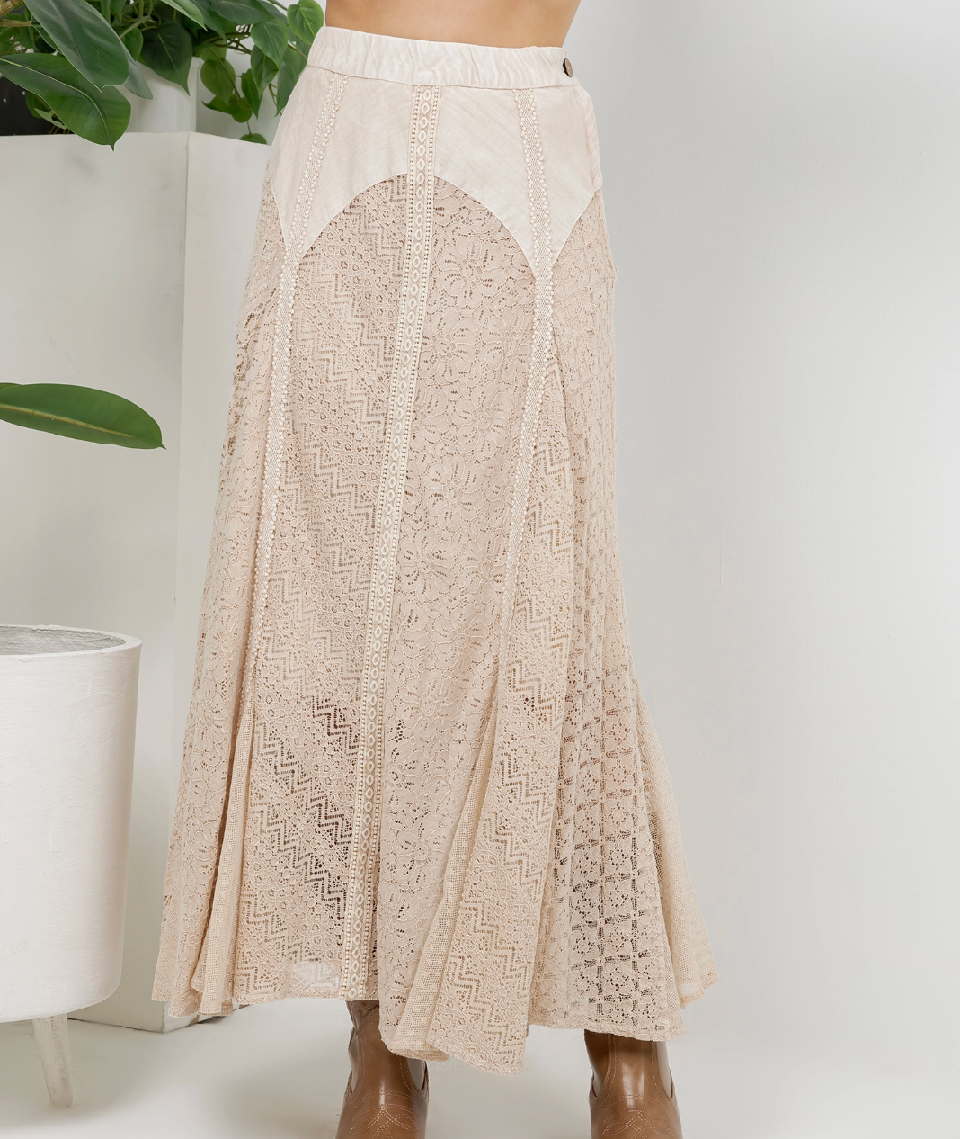Lacy Cream Boho Skirt