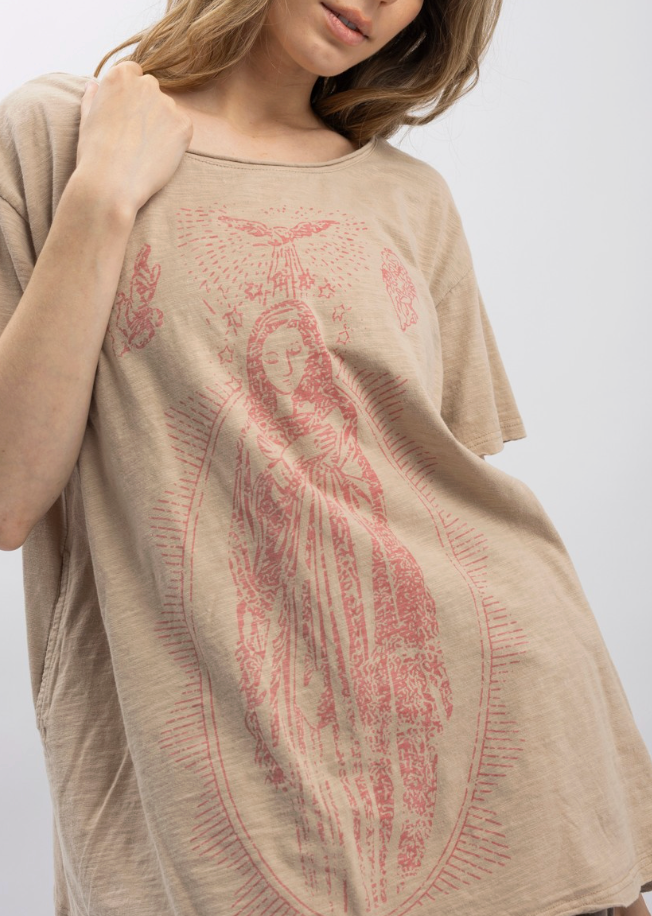 Mother Mary Washed Short Slv Top