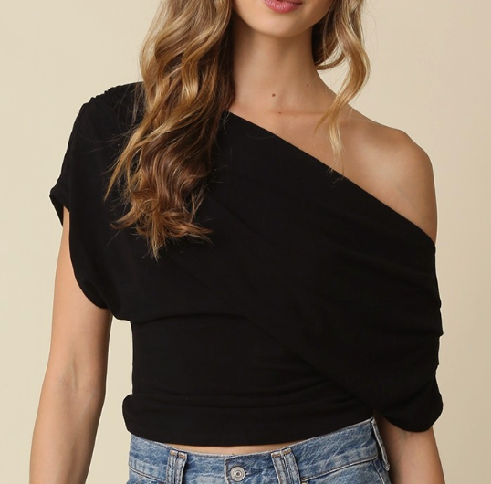 Off Shoulder Solid Knit Top