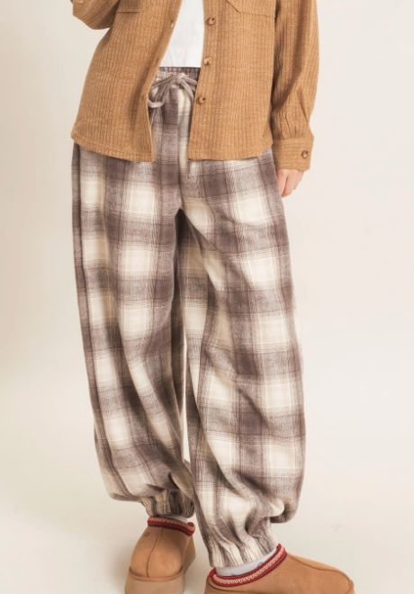 Plaid Jogger Pants with Drawstring