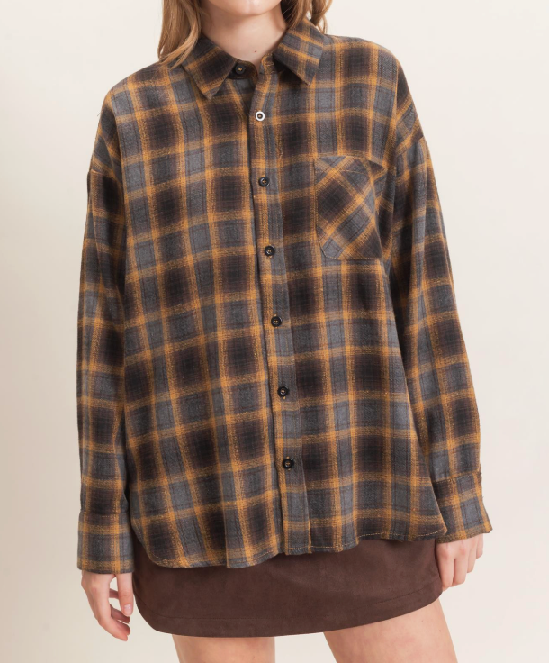 Brown & Yellow Flannel Shirt