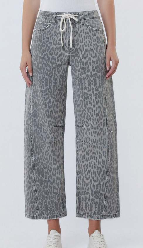 Leopard Jeans with Drawstring