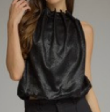 Black High Neck Shimmer Blouse