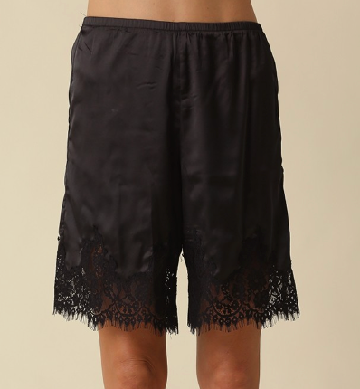 Satin Shorts w Lace Trim
