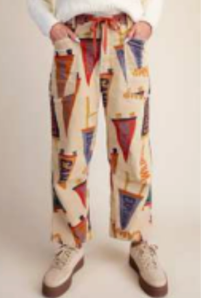 Flag Print Corduroy Pants