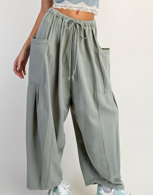 Wide Leg Side Pocket Pants