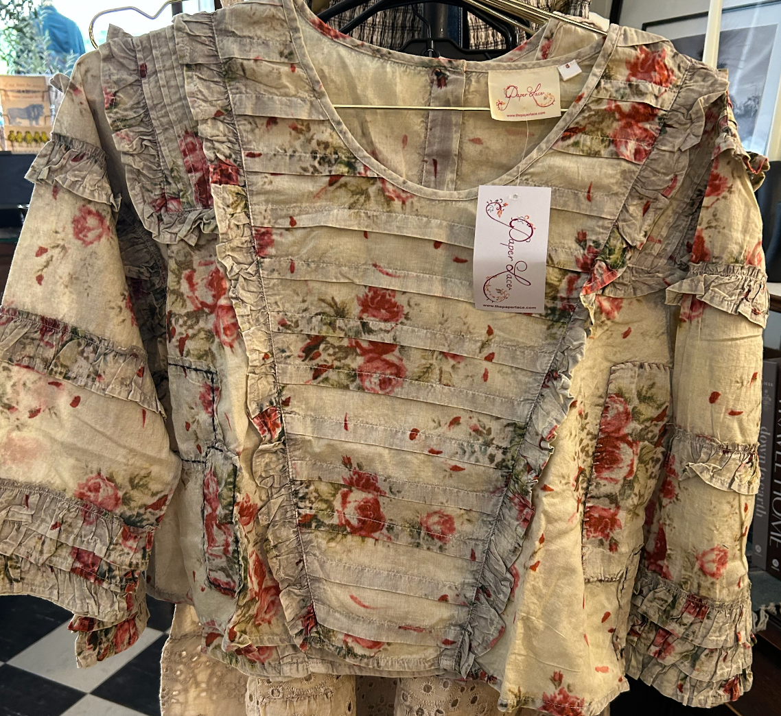 Layered Ruffle Floral Print Blouse