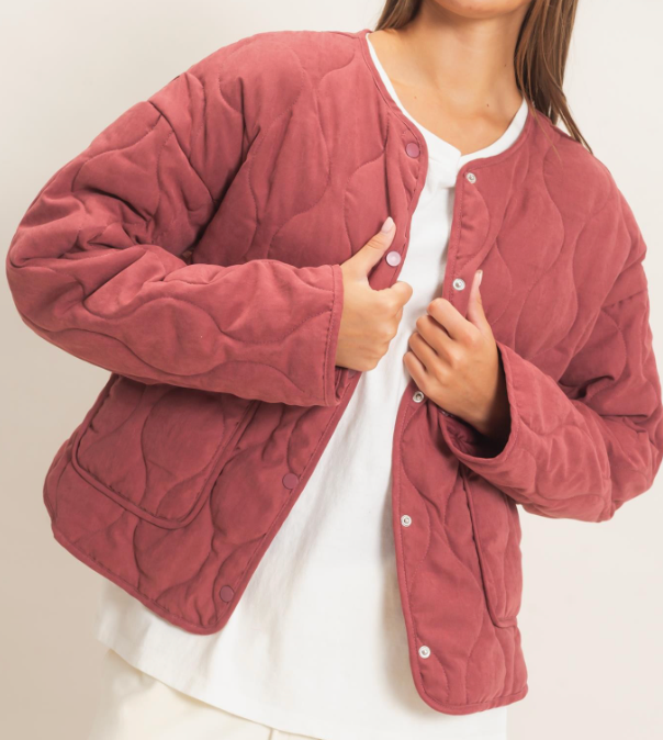 Quilted Button Front Jacket