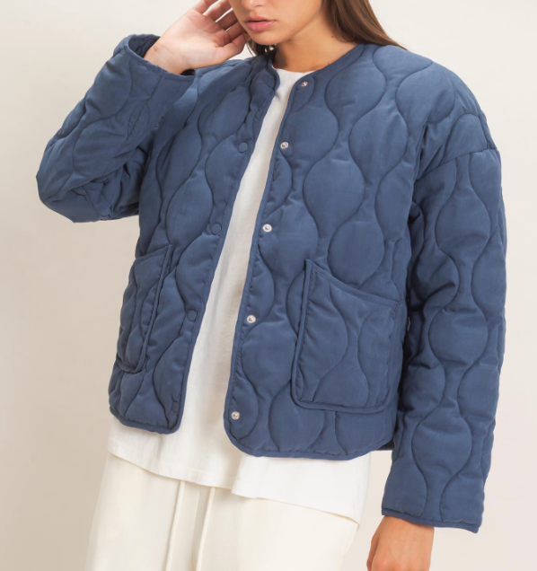 Quilted Button Front Jacket