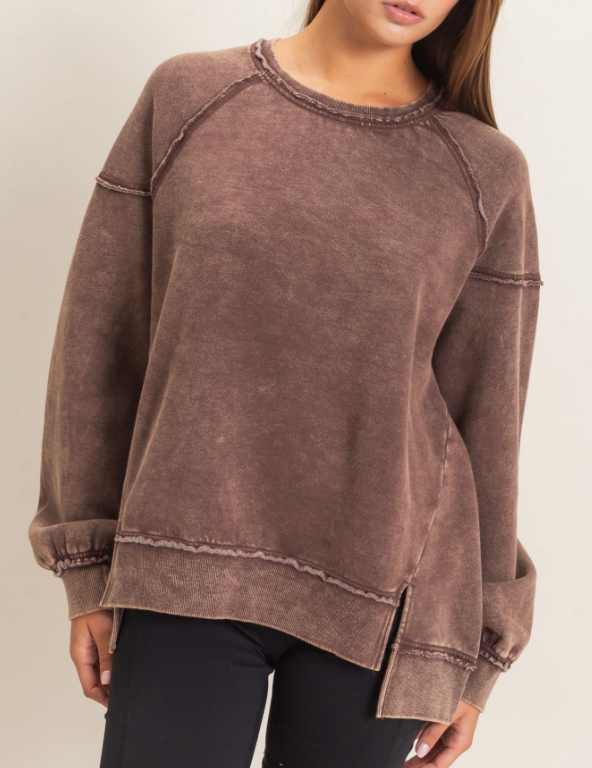 Brown Exposed Seam Sweatshirt