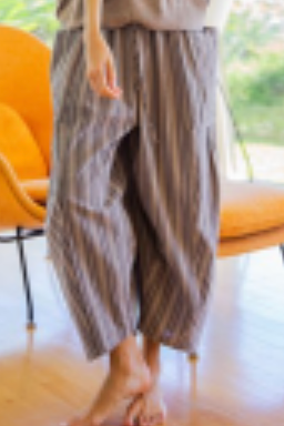 Striped Wide Leg Pants with Side Pockets