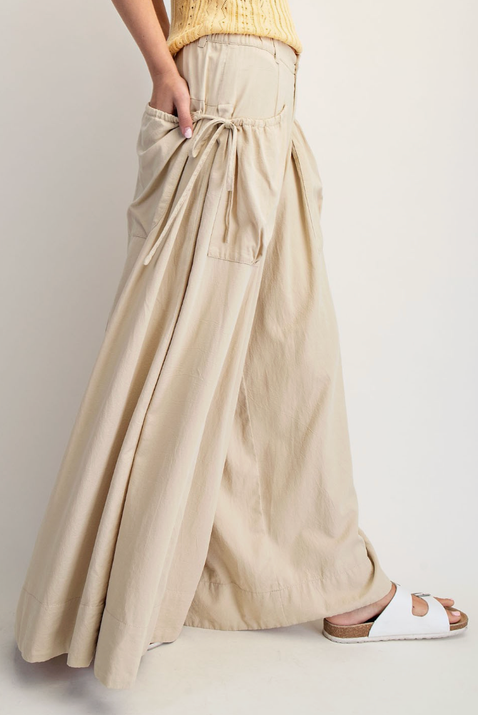 Wide Leg Pants with Pocket Ties