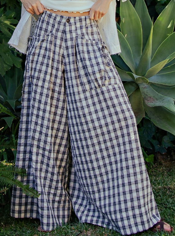 Wide Leg Plaid Pants