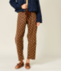 Brown Polka Dot Jeans with Tie Belt