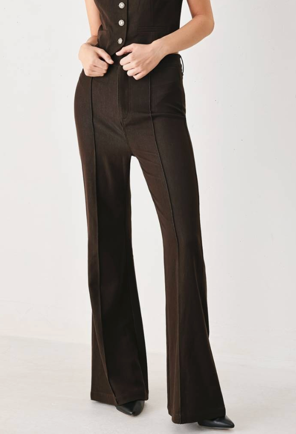 Brown Woven Pants with Seam