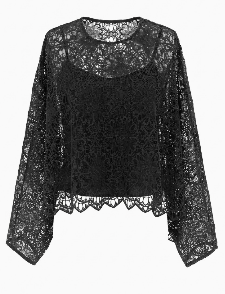 Lace Long Slv Top w Cami