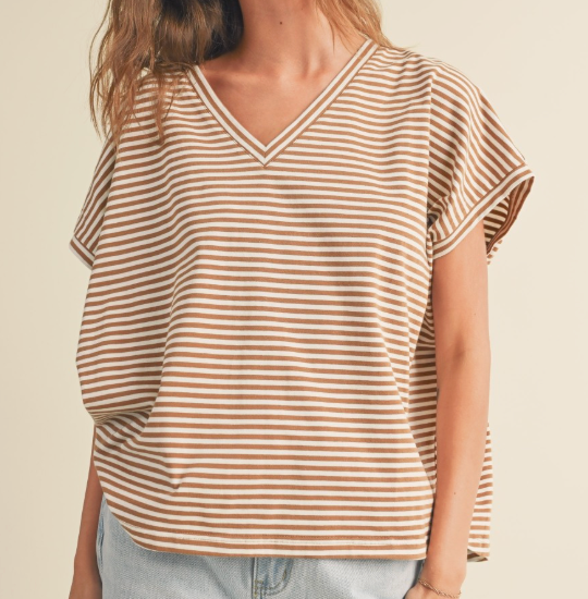 Striped V-Neck Tee