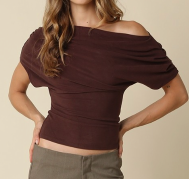 Off Shoulder Solid Knit Top