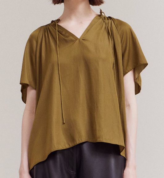 Silky Blouse w Tie Neck